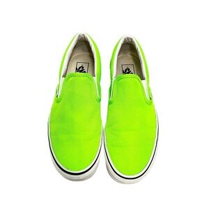 VANS | Vintage Y2K women's neon green canvas slip on skate sneakers